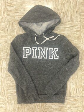PINK Victoria's Secret Gray Hoodie with White Logo